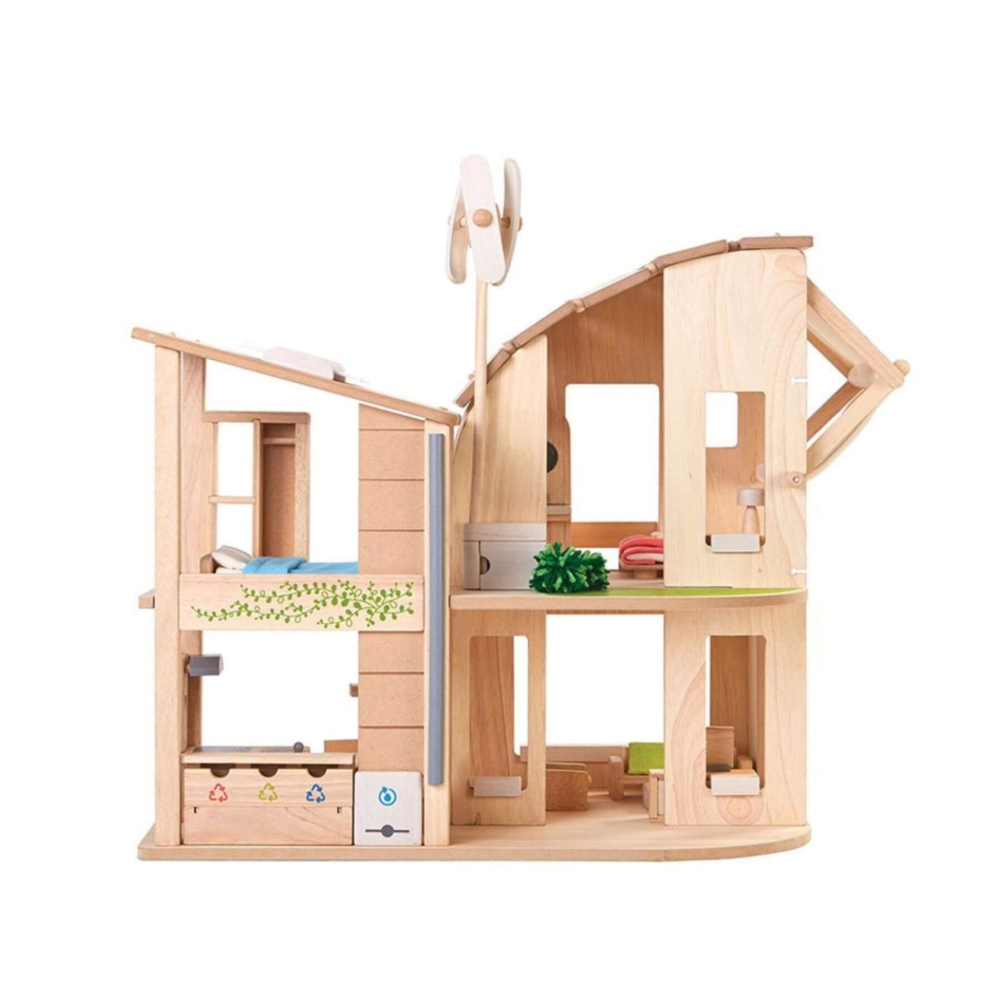 PlanToys Green Dollhouse With Furniture