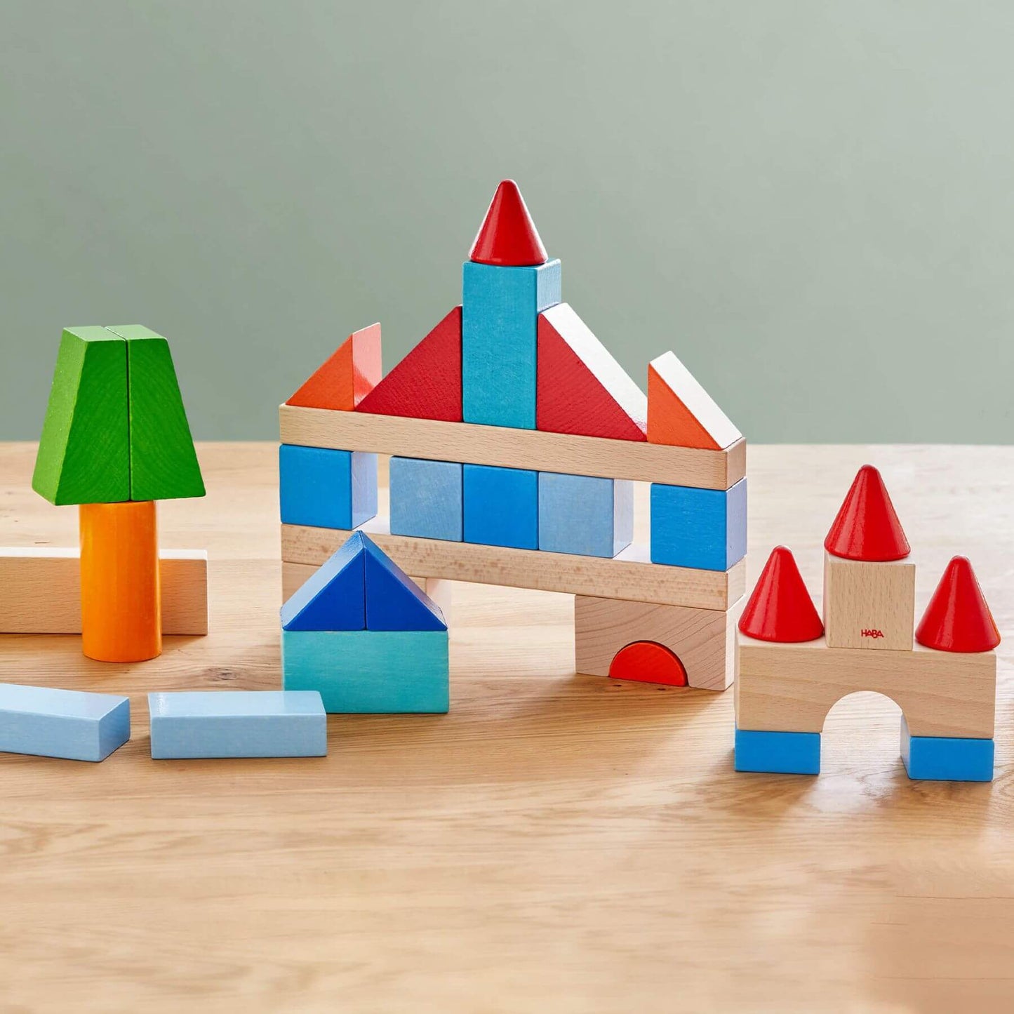 HABA USA Colored Wooden Building Blocks - 46 Piece Set
