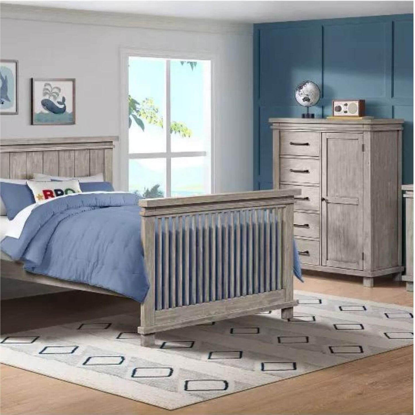 Soho Baby Hampton 5-Drawer Chifferobe, Stone Wash
