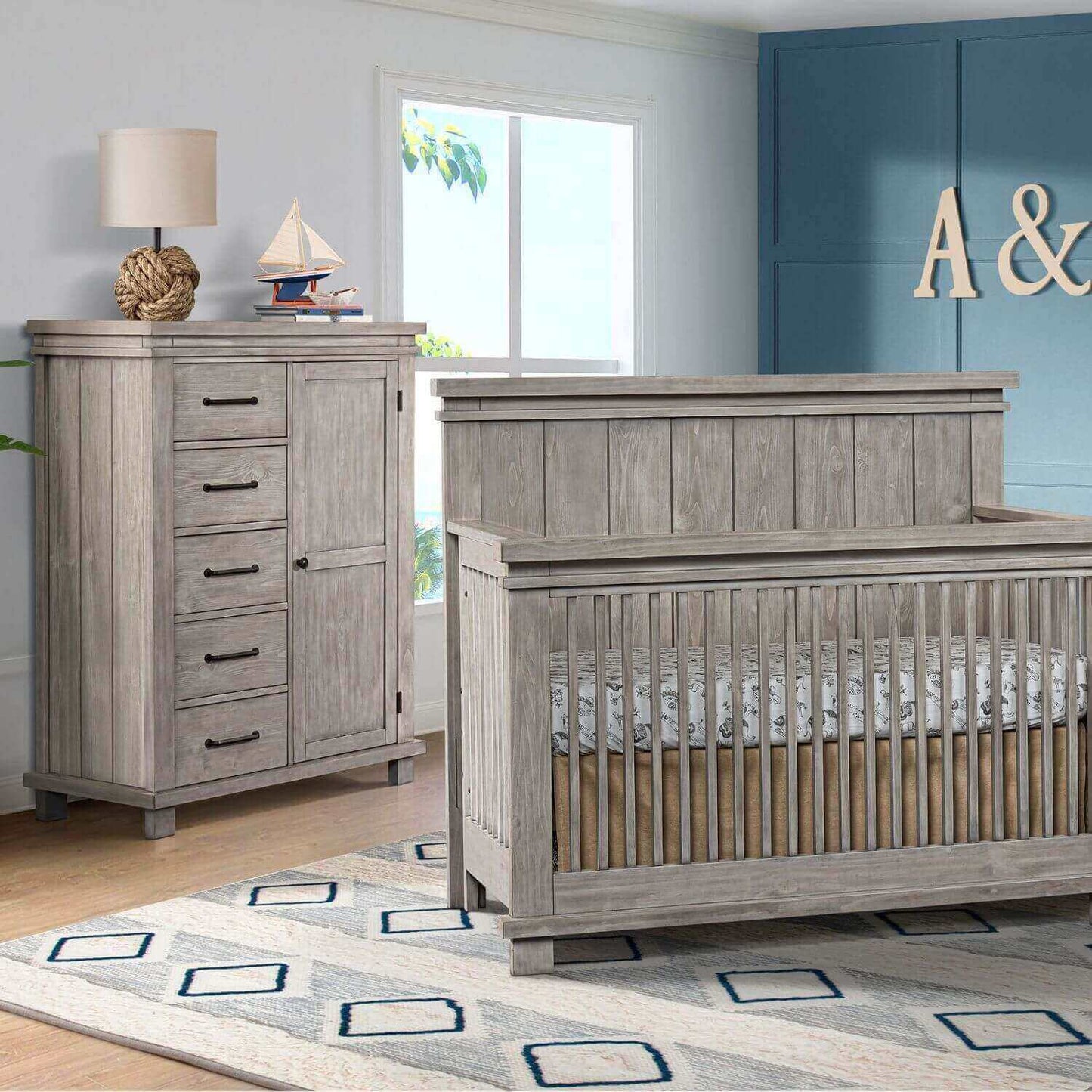Soho Baby Hampton 5-Drawer Chifferobe, Stone Wash