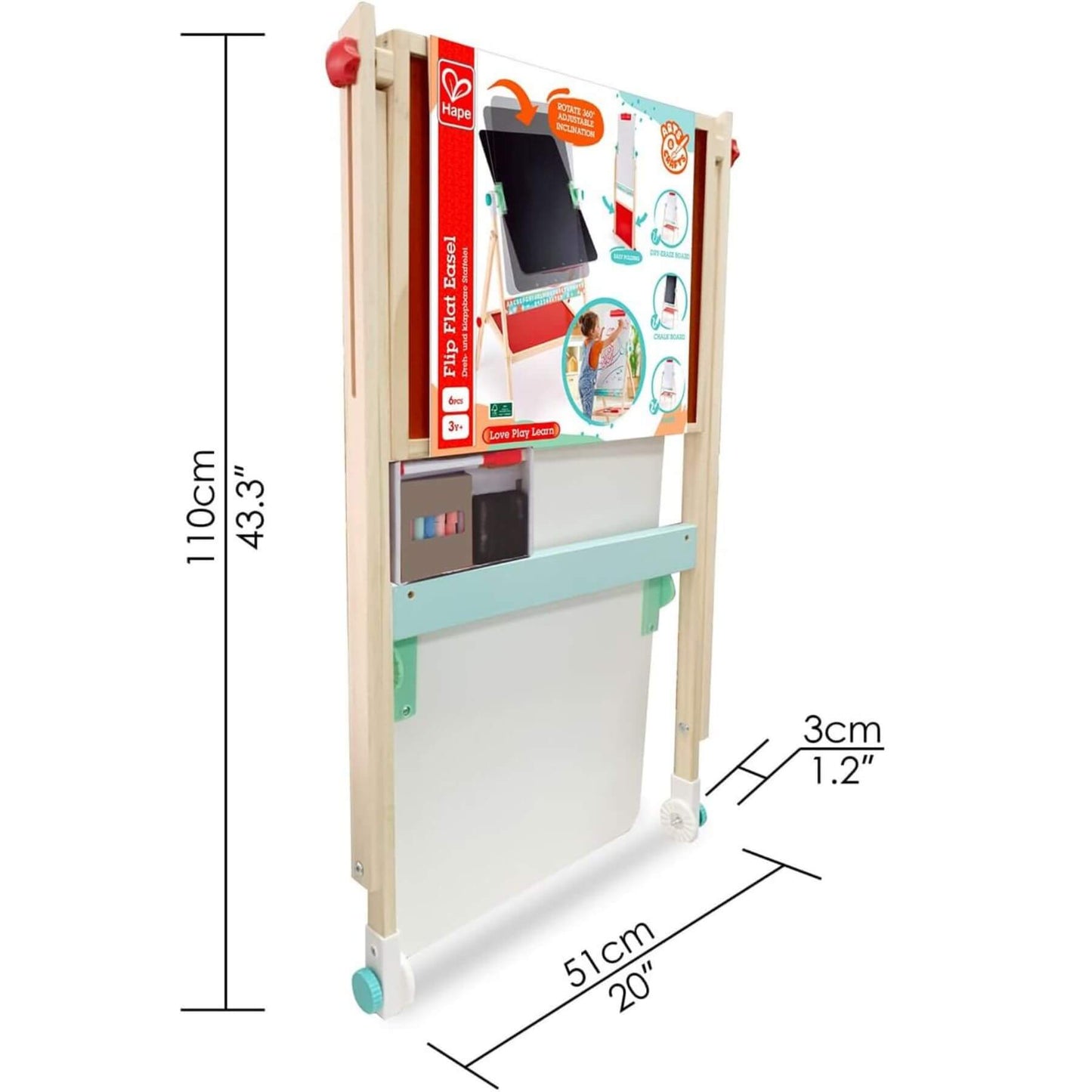 Hape Flip Flat Easel with measurements