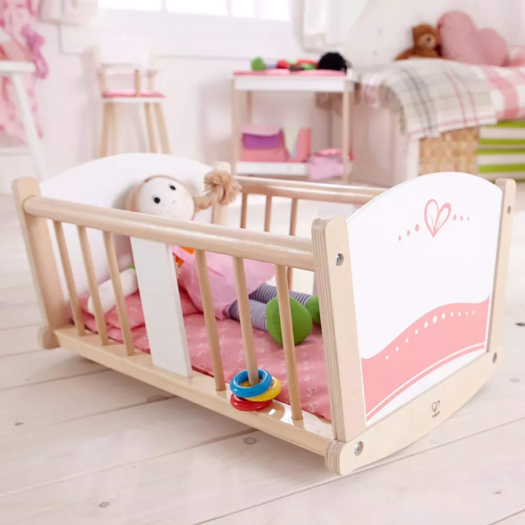 Hape Rock-a-bye Cradle w/ Doll