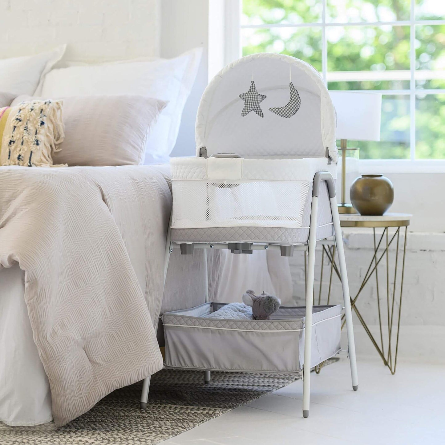 TruBliss Journey 3-in-1 Bassinet next to Bed