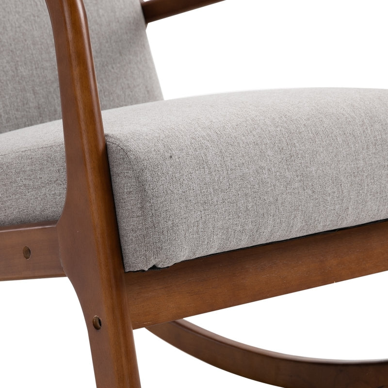 HOMCOM Upholstered Nursery Rocking Armchair | Wood Base & Linen Fabric Seat | Grey