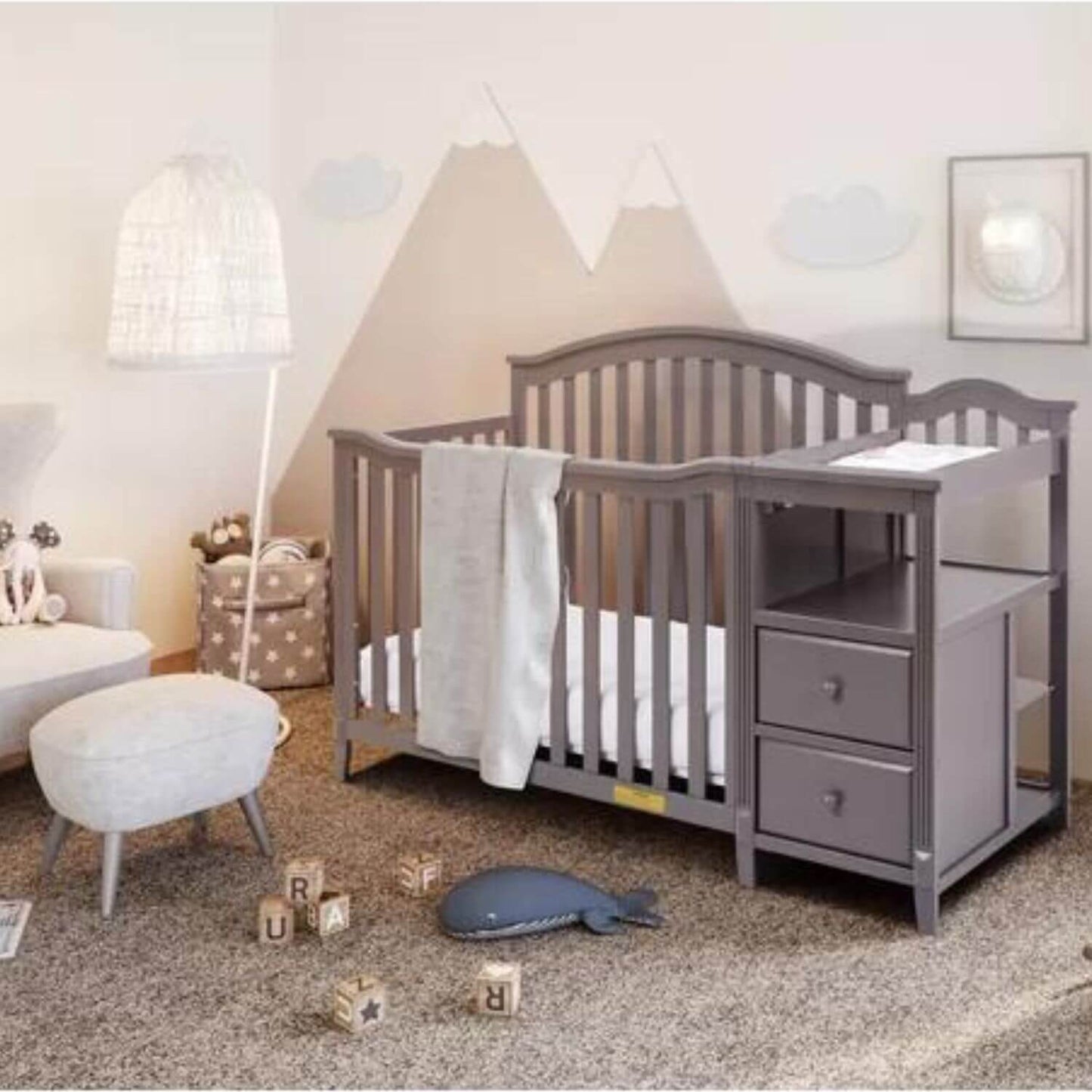 AFG Kali 4-in-1 Crib and Changer Combo Gray
