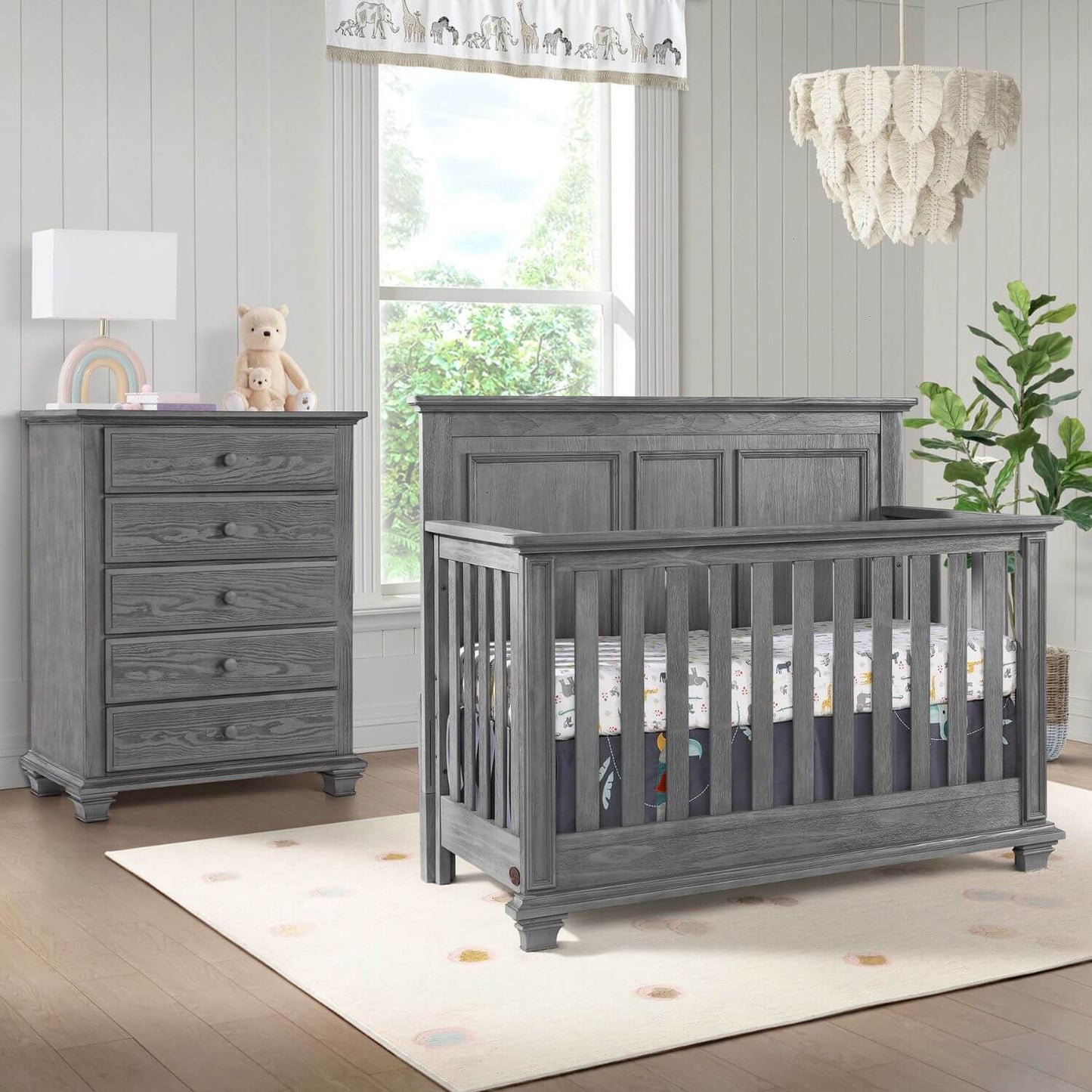 Oxford Baby Kenilworth 4-in-1 Convertible Crib, Graphite Gray