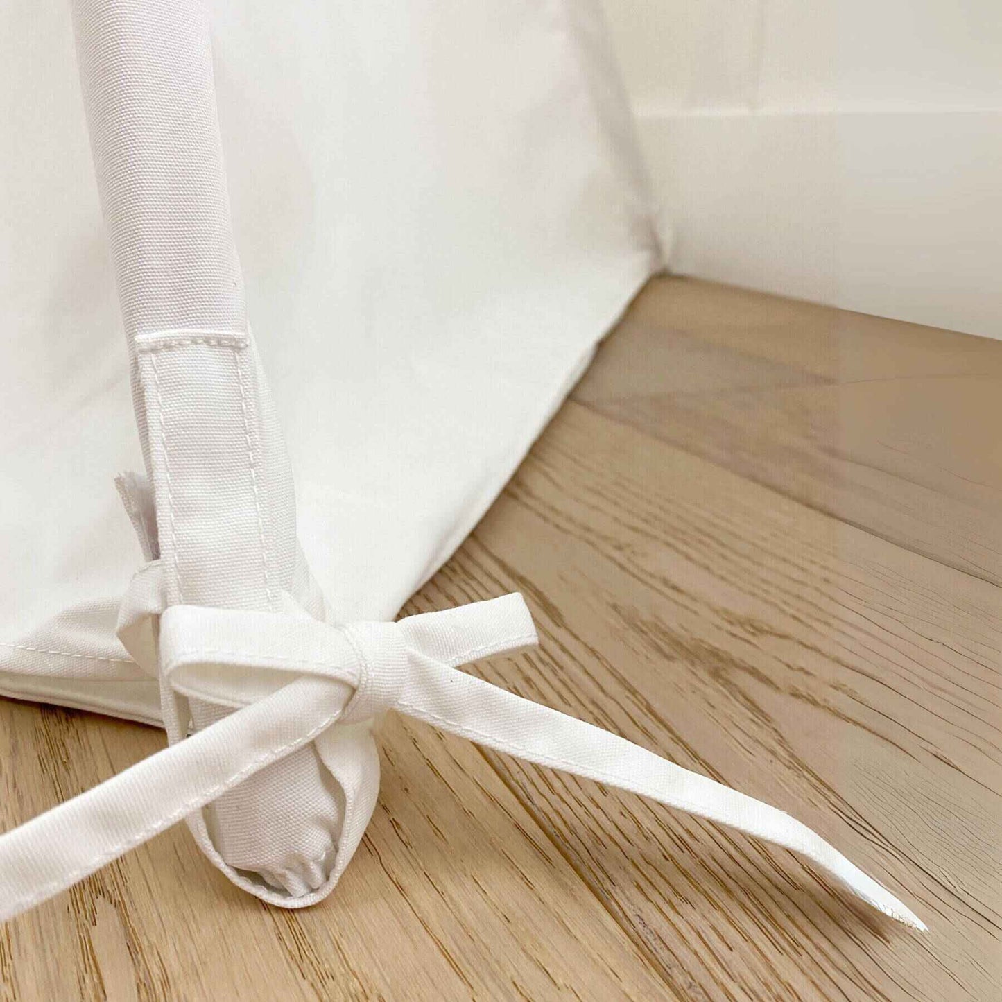 Detail of Domestic Objects Handmade Kids Play Tent in Cotton Canvas, White Pom Pom Trim