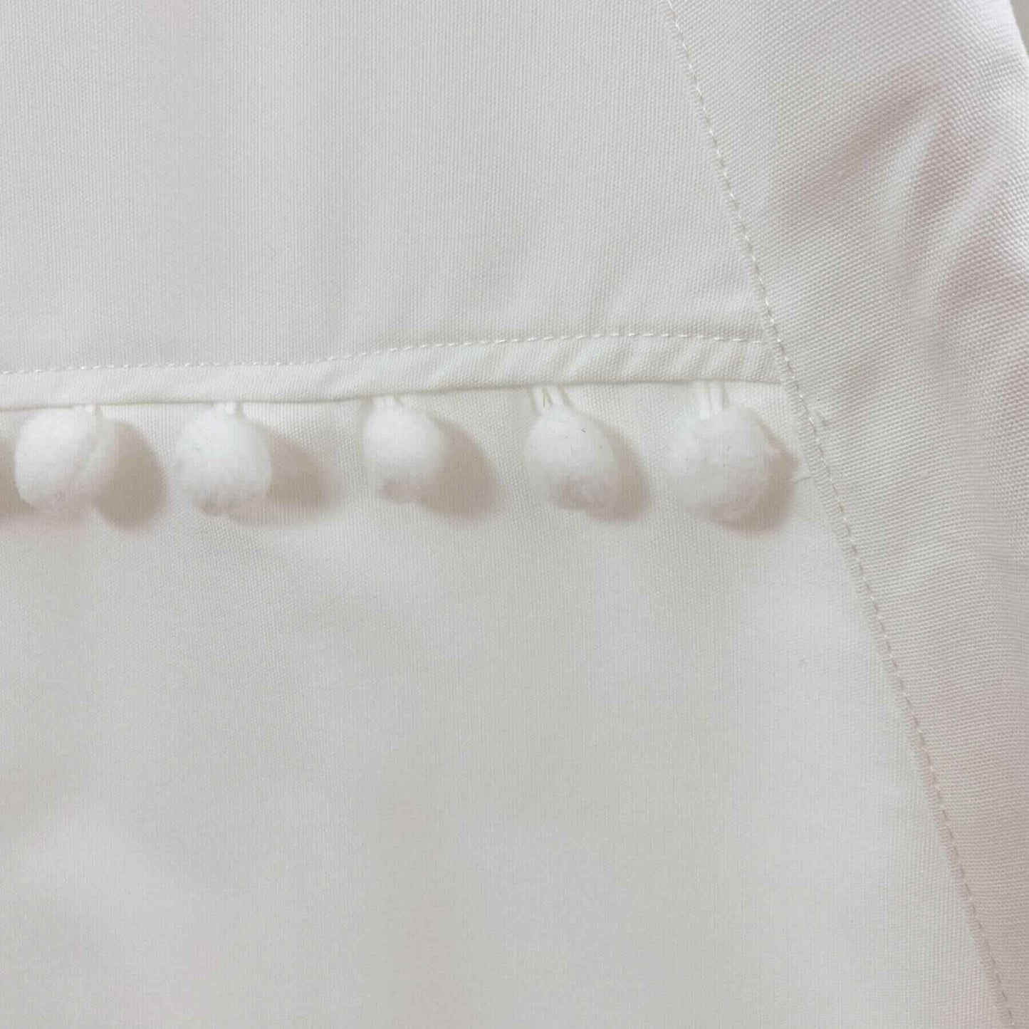 Detail of Domestic Objects Handmade Kids Play Tent in Cotton Canvas, White Pom Pom Trim
