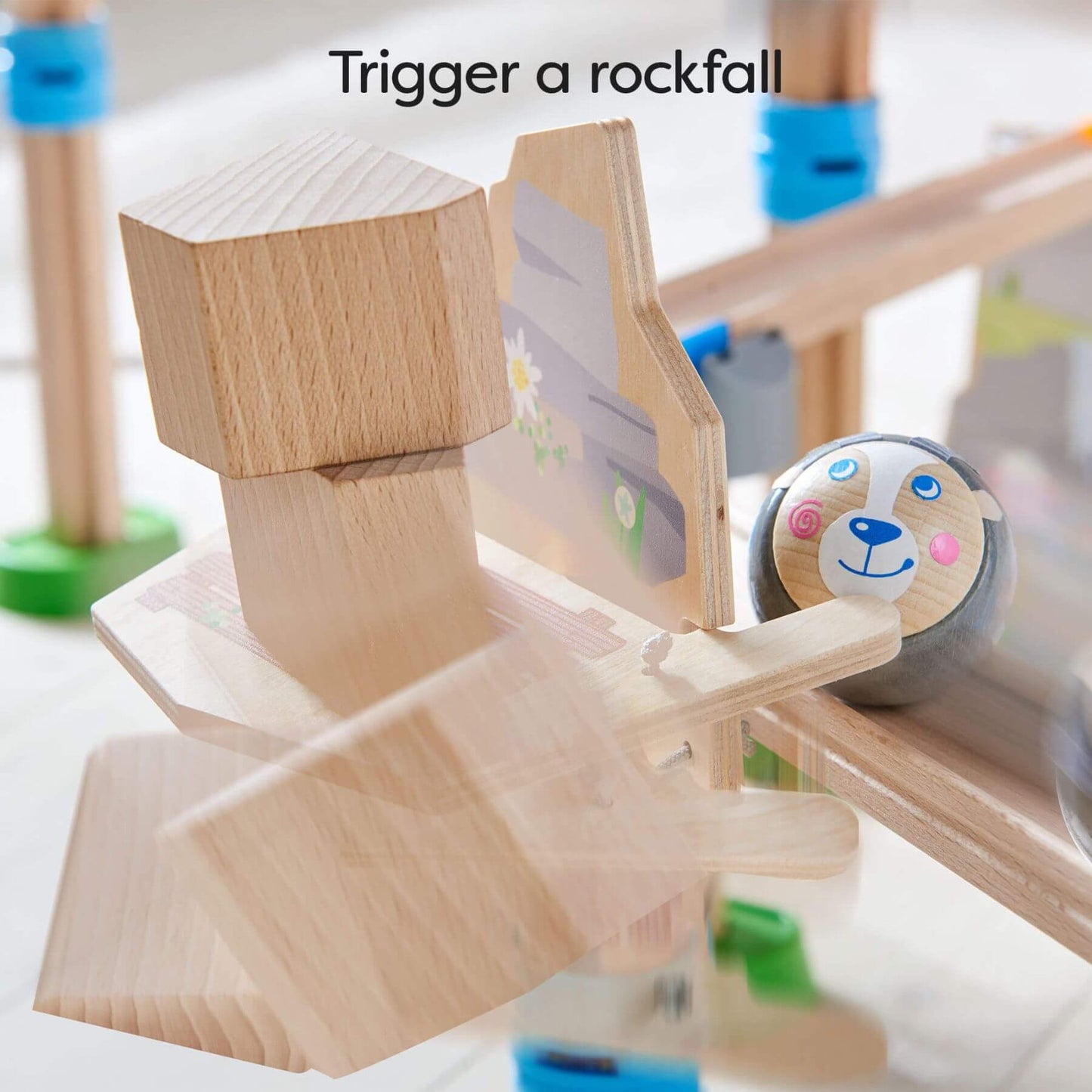 Close-up of HABA USA Kullerbu Mountain Adventure Track Set