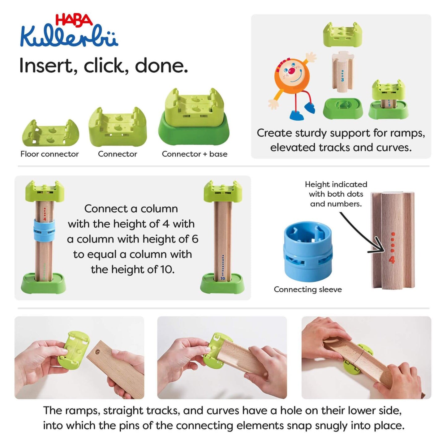 HABA Kullerbu toy set with instructions on assembly and usage.