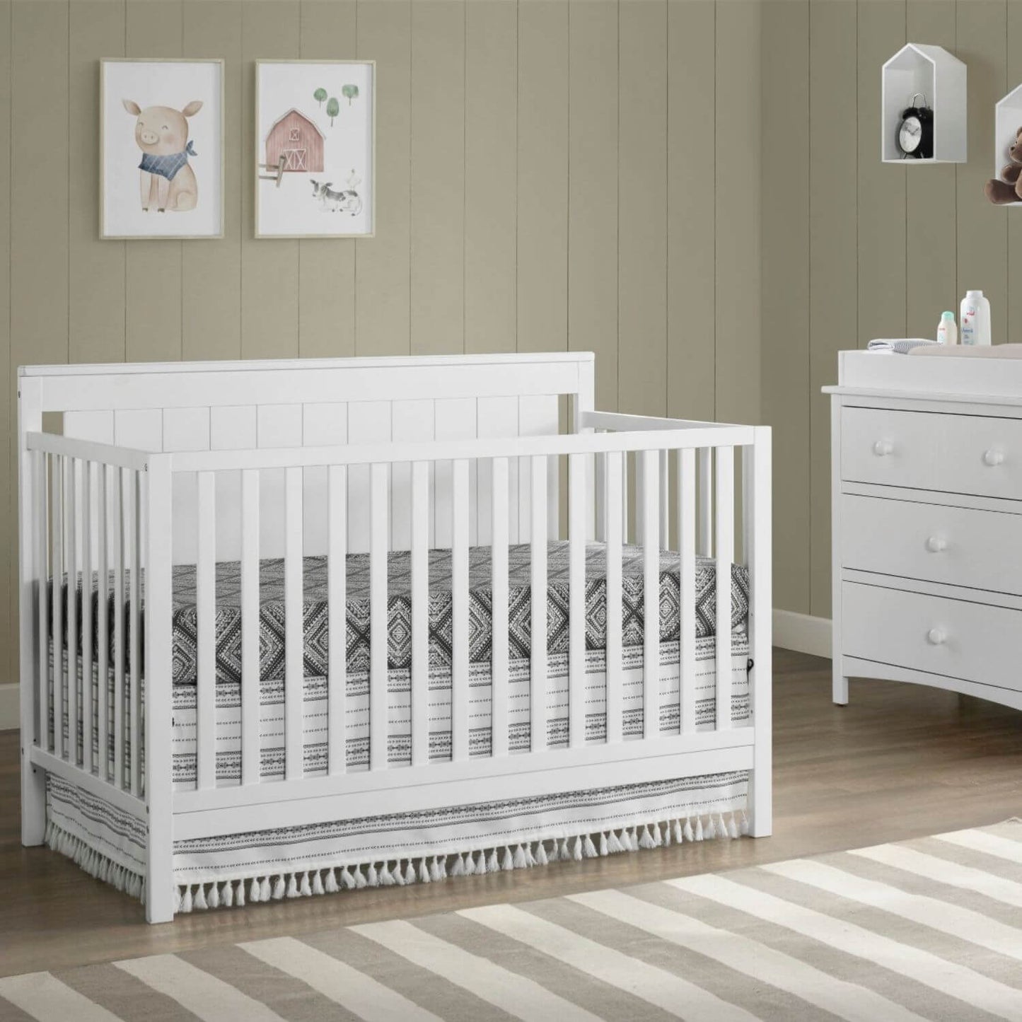 Oxford Baby Lazio 4-in-1 Convertible Crib, Snow White
