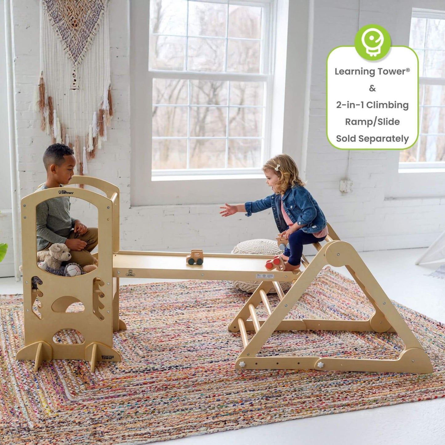 Kids Playing on Little Partners Learn 'N Climb Triangle Natural