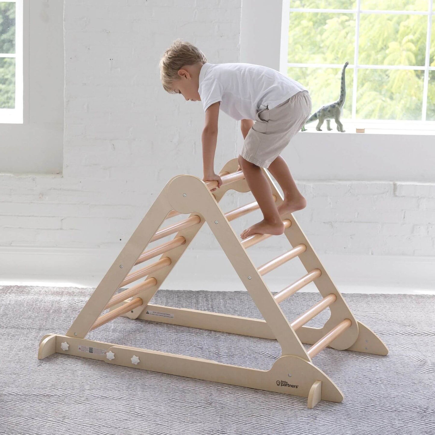 Girl Climbing Little Partners Learn 'N Climb Triangle Natural