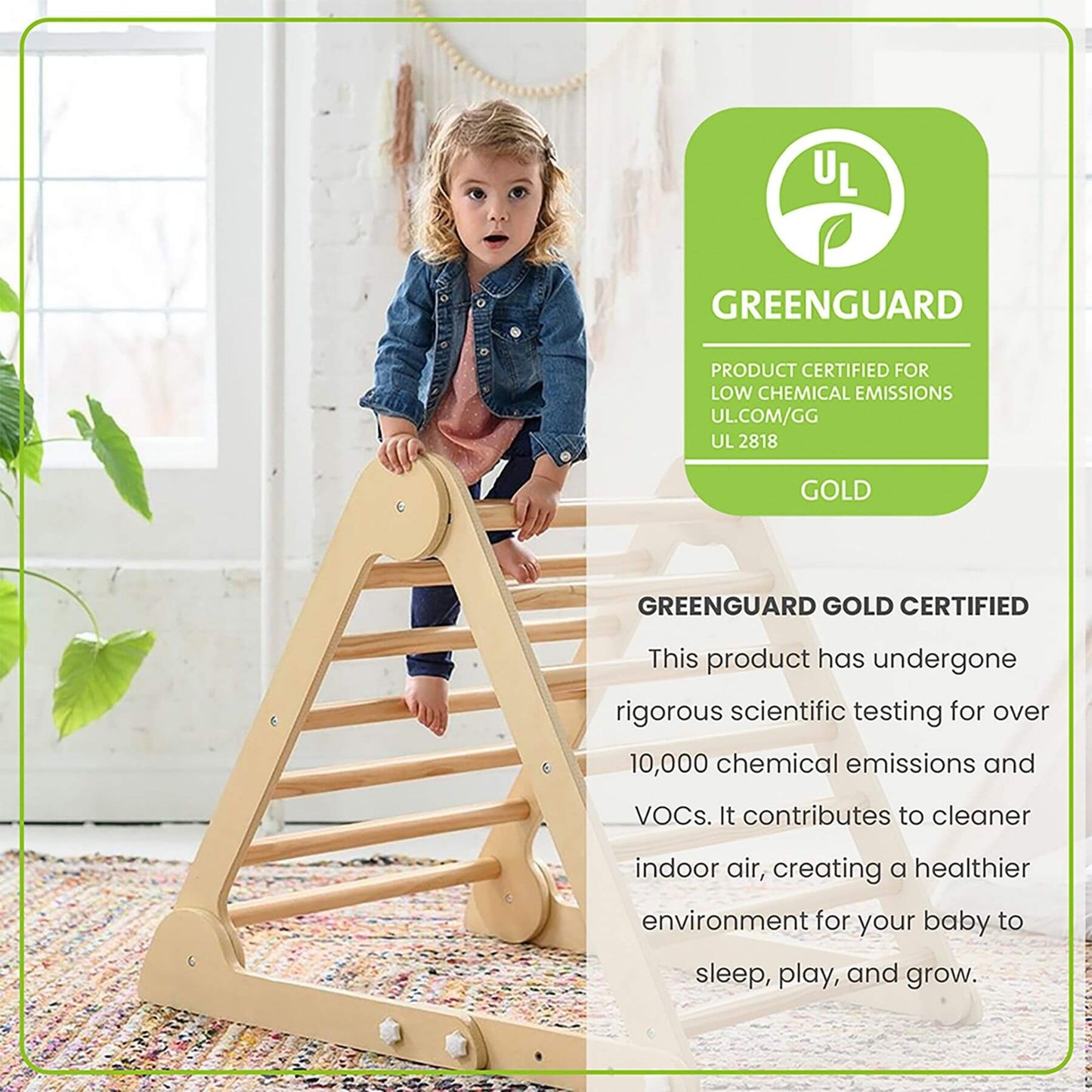 Girl Climbing on Little Partners Learn 'N Climb Triangle Natural