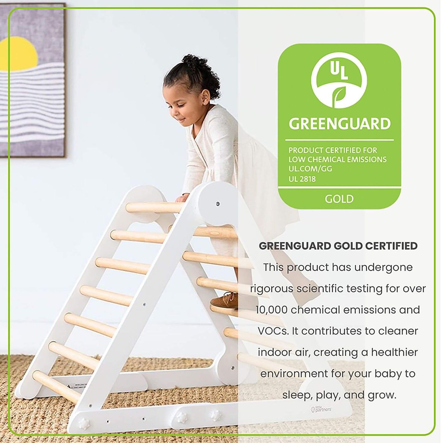 Girl Climbing on Little Partners Learn 'N Climb Triangle Natural & White