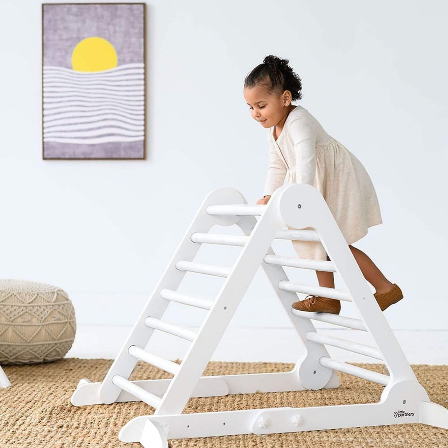 Girl Climbing on Little Partners Learn 'N Climb Triangle White