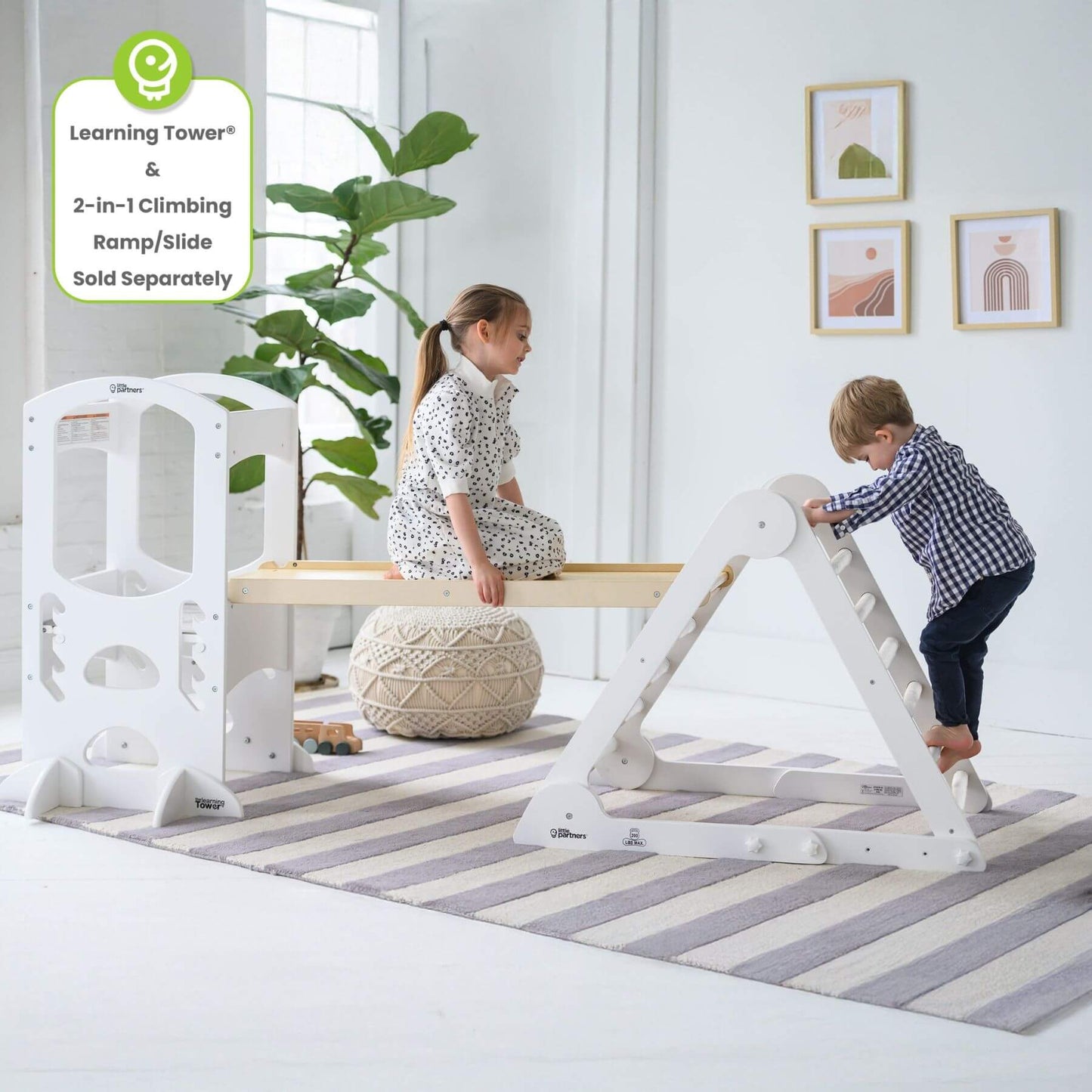 Kids Climbing on Little Partners Learn 'N Climb Triangle White