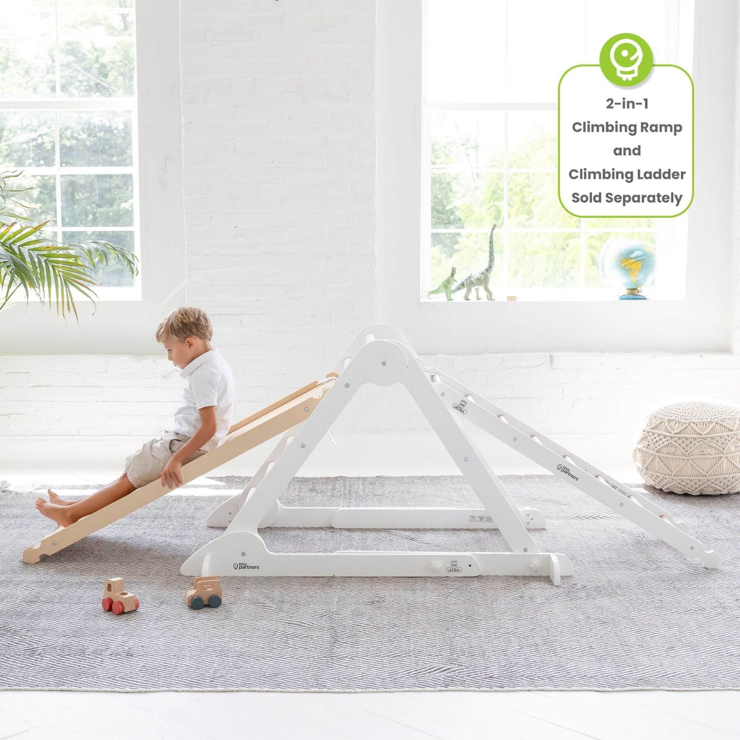 Boy Playing on Little Partners Learn 'N Climb Triangle White