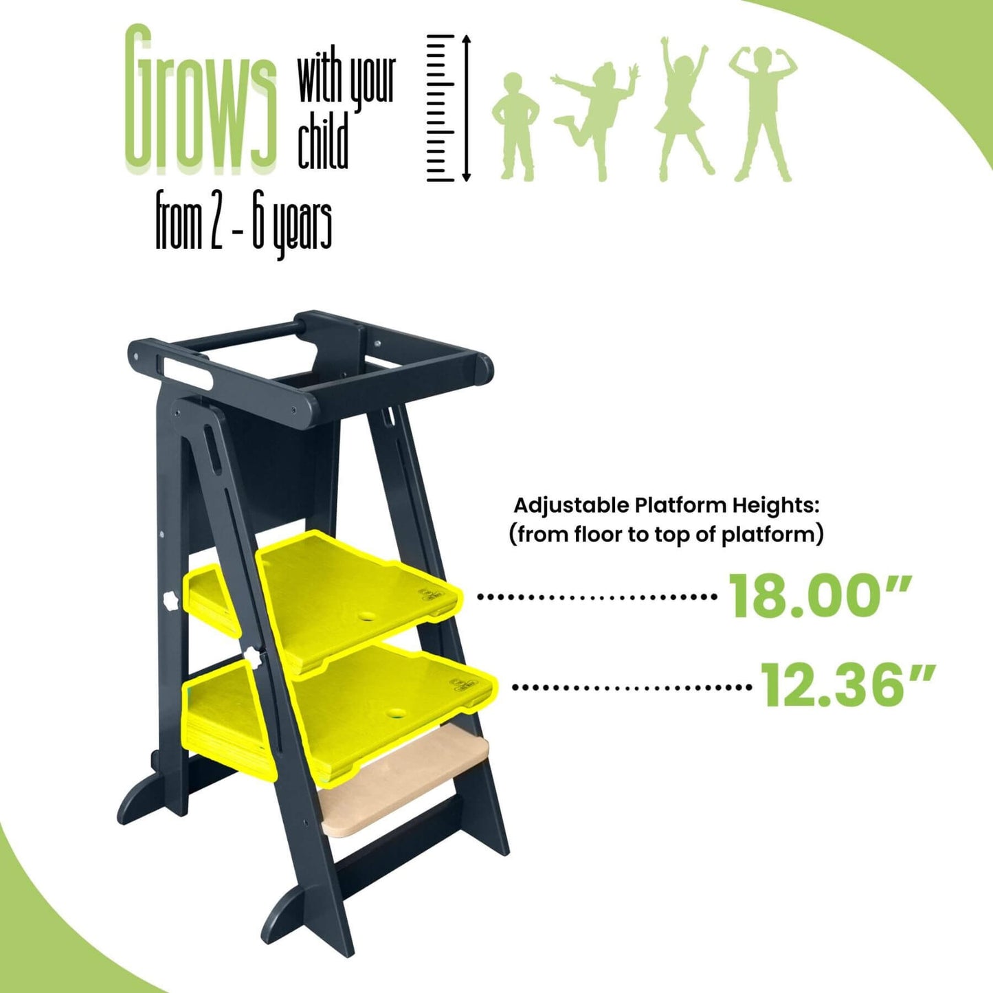 Little Partners Learn 'N Fold Learning Tower Charcoal & Natural