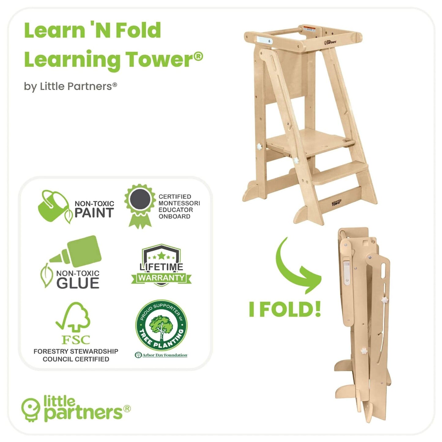 Little Partners Learn 'N Fold Learning Tower Natural