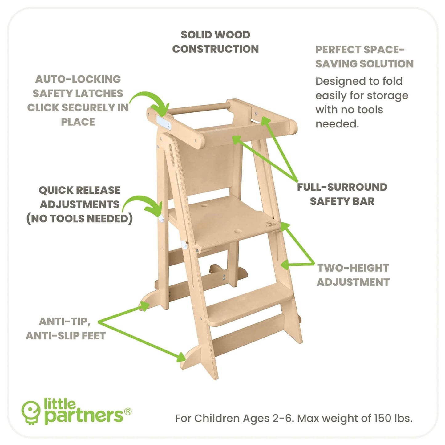 Little Partners Learn 'N Fold Learning Tower Natural