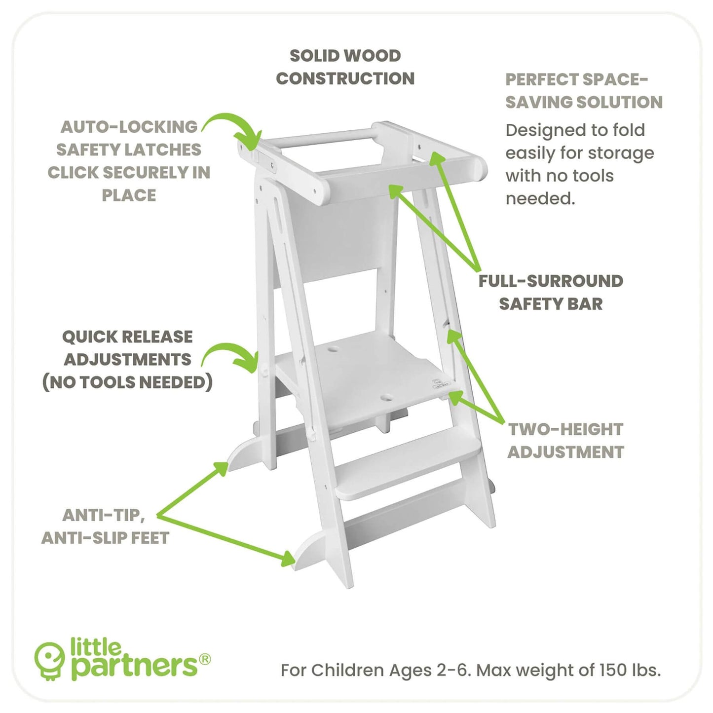 Little Partners Learn 'N Fold Learning Tower White