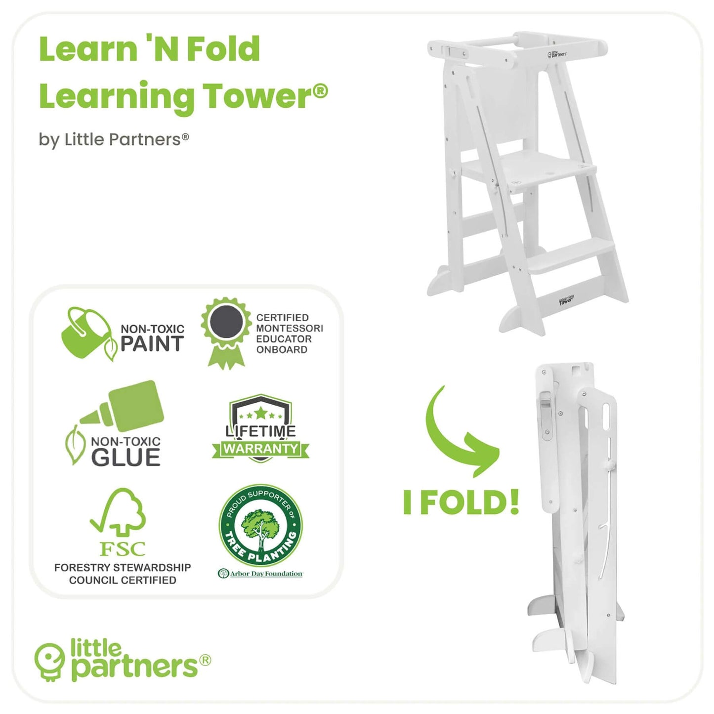 Little Partners Learn 'N Fold Learning Tower White