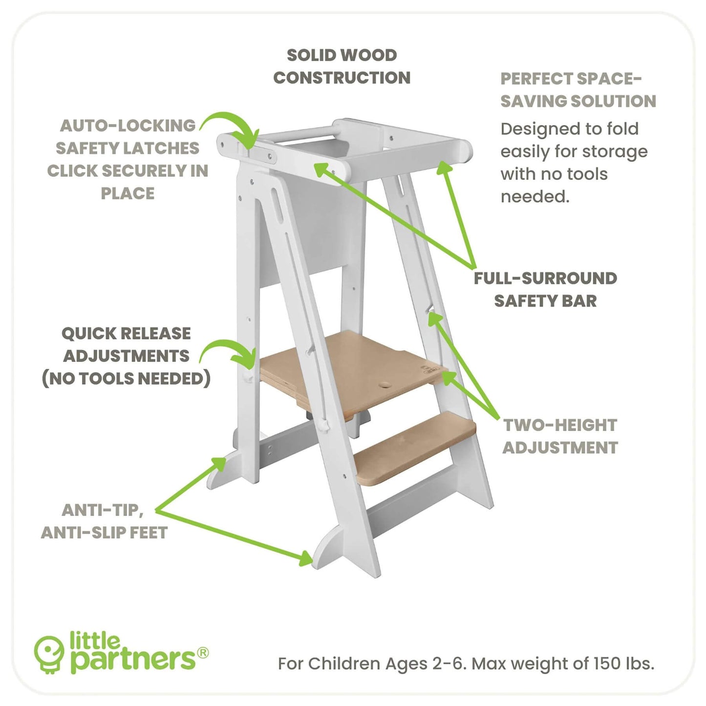 Little Partners Learn 'N Fold Learning Tower Natural & White