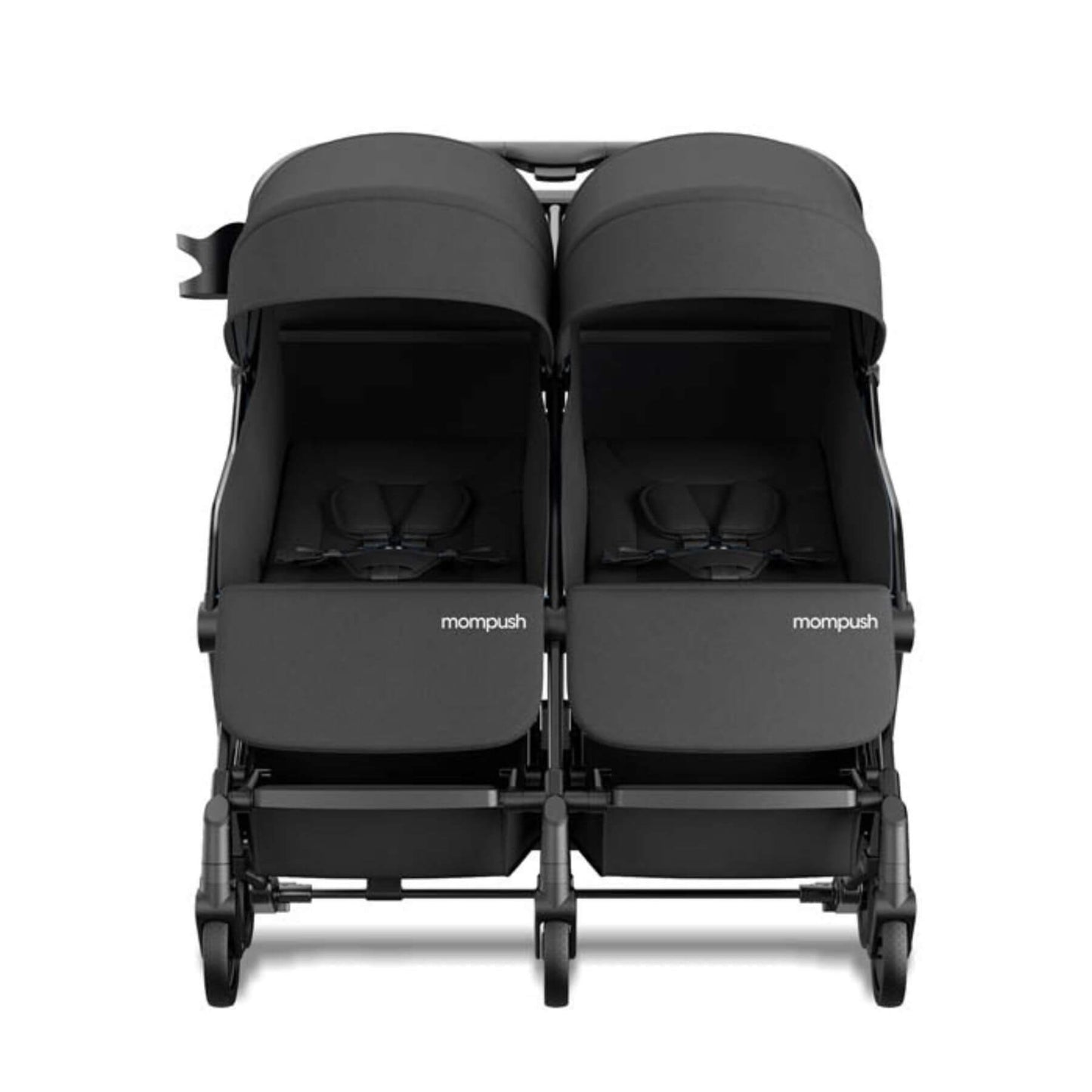 Front View of Mompush Lithe Double Stroller Black