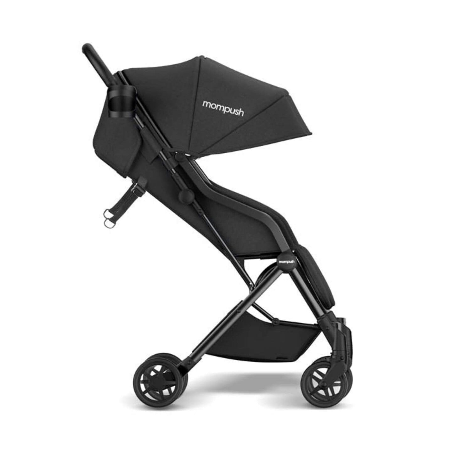 Side View of Mompush Lithe Double Stroller Black