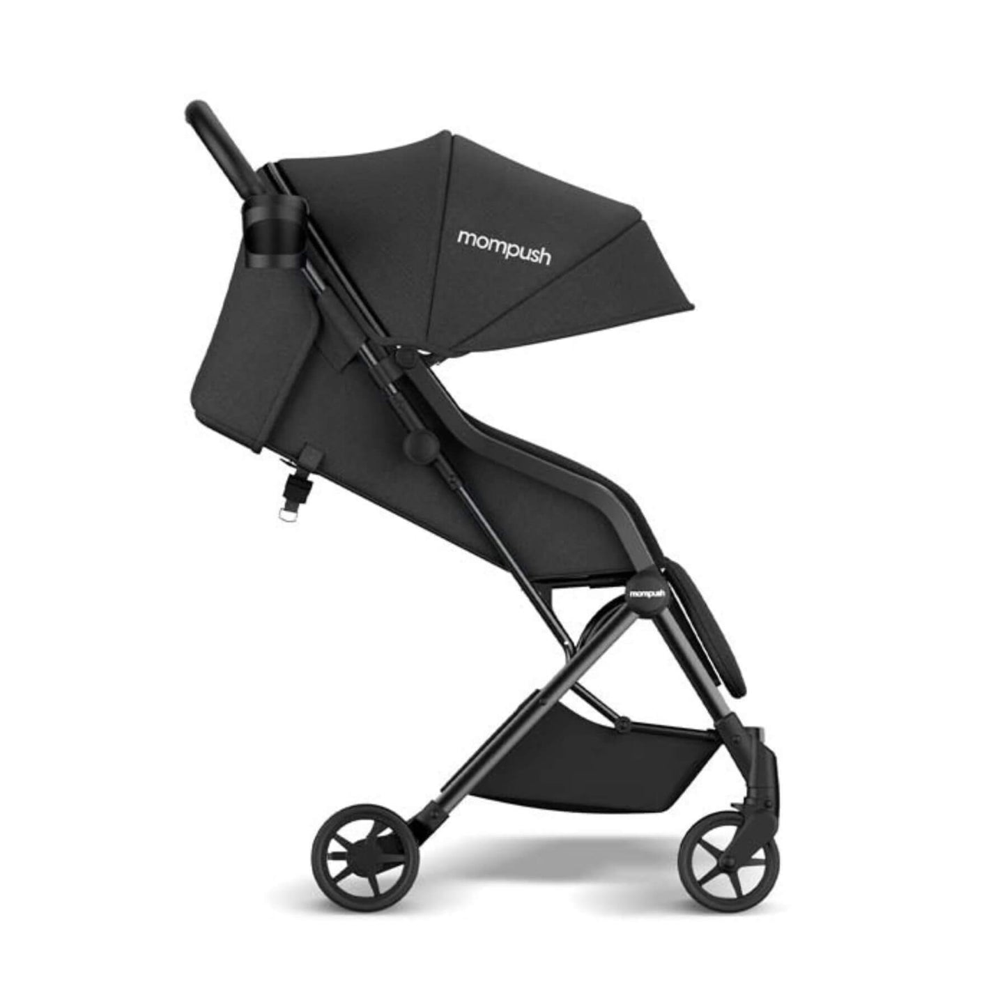 Side View of Mompush Lithe Double Stroller Black