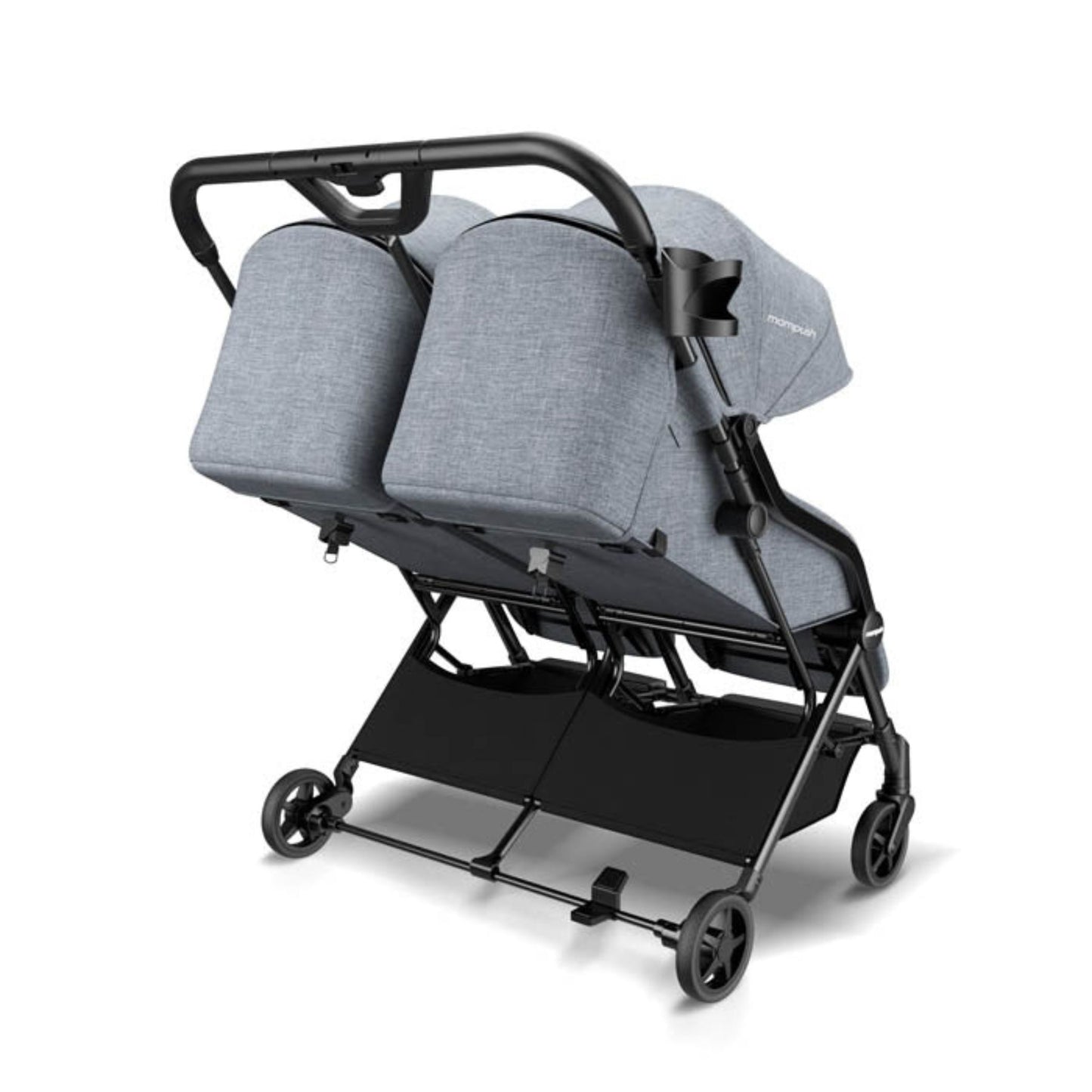 Back View of Mompush Lithe Double Stroller Grey