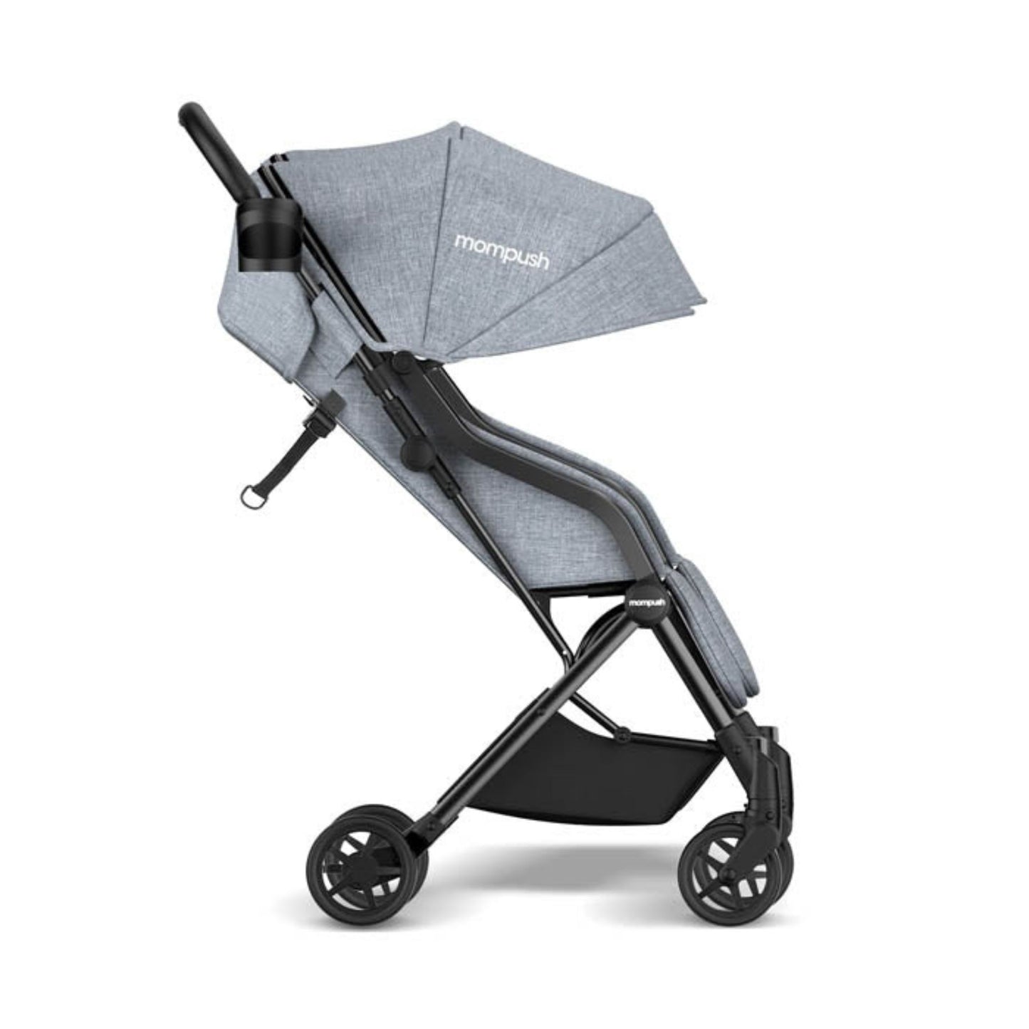 Side View of Mompush Lithe Double Stroller Grey