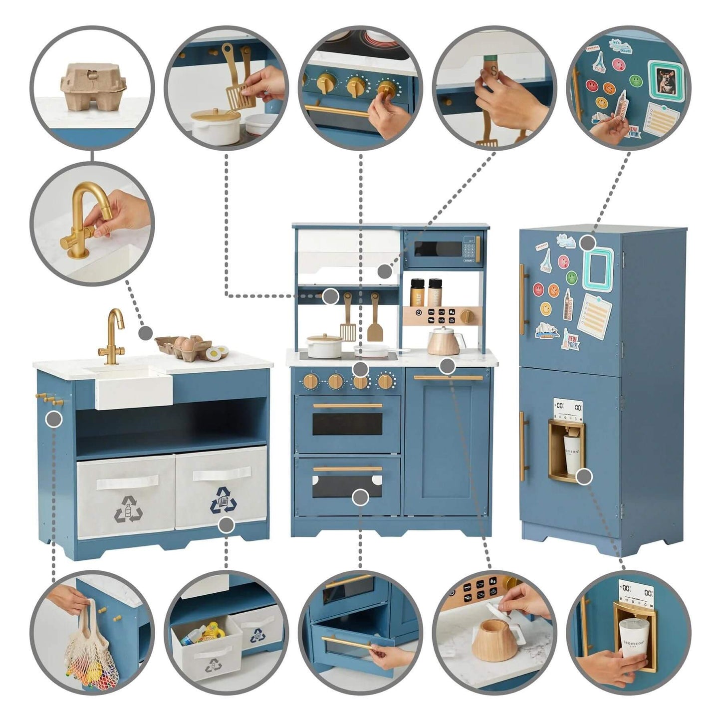 Teamson Kids Little Chef Atlanta Large Modular Play Kitchen Blue