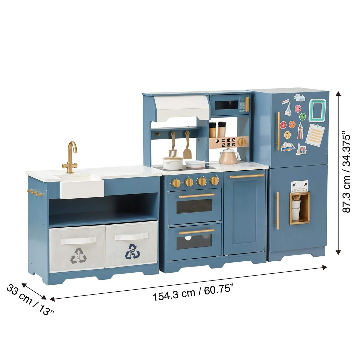 Teamson Kids Little Chef Atlanta Large Modular Play Kitchen Blue