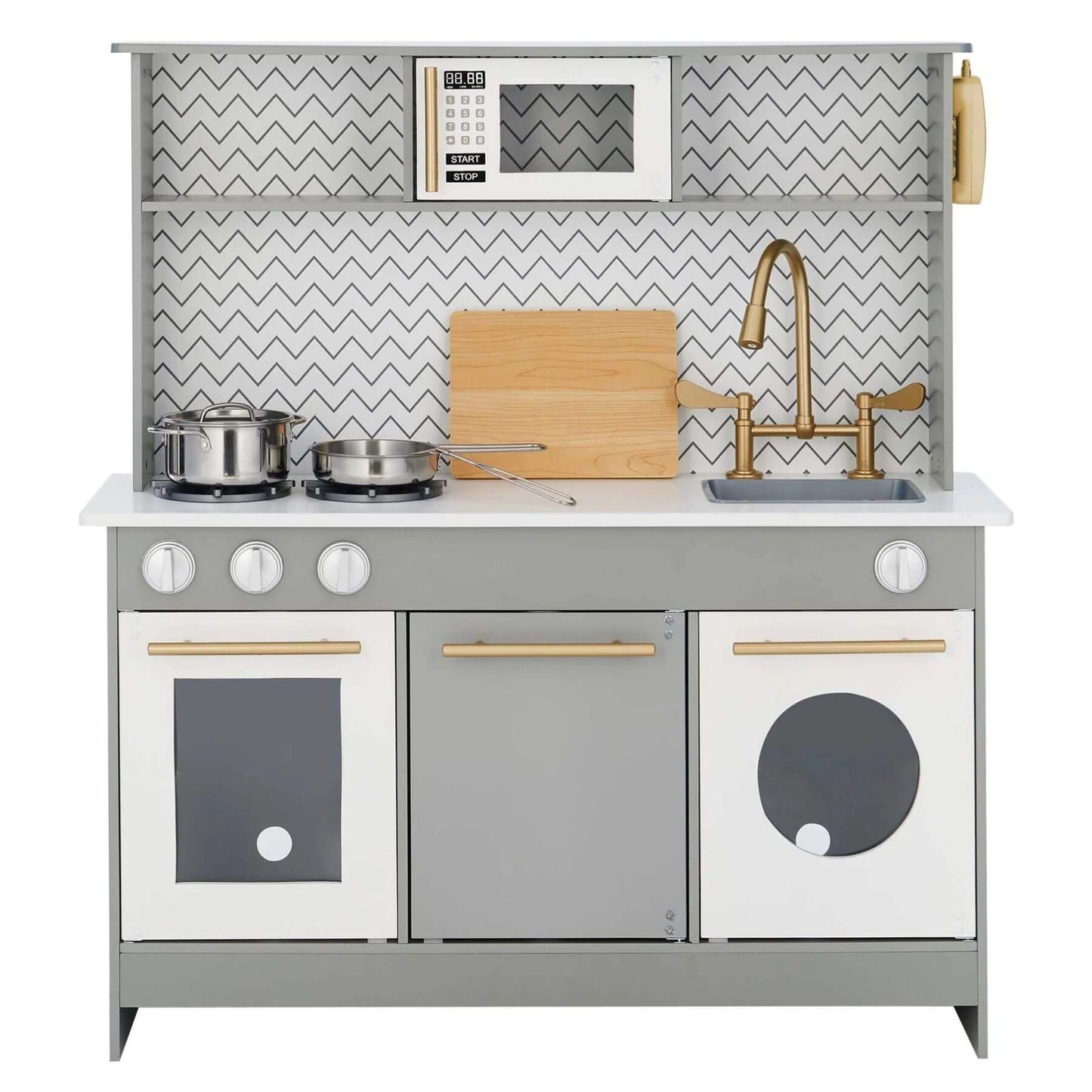 Front View of Teamson Kids Little Chef Berlin Modern Play Kitchen Gray
