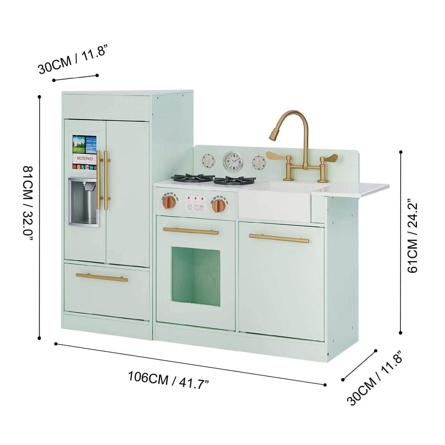 Teamson Kids Little Chef Charlotte Modern Play Kitchen Mint/Gold