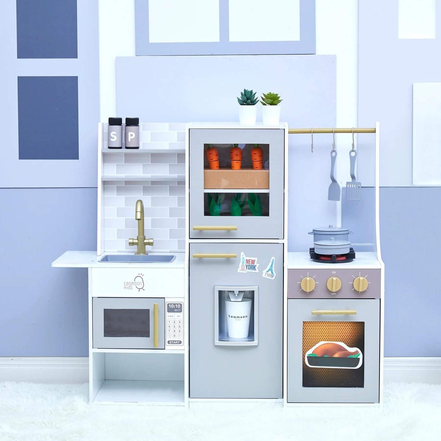 Teamson Kids Little Chef Lyon Complete Kitchen Set Gray