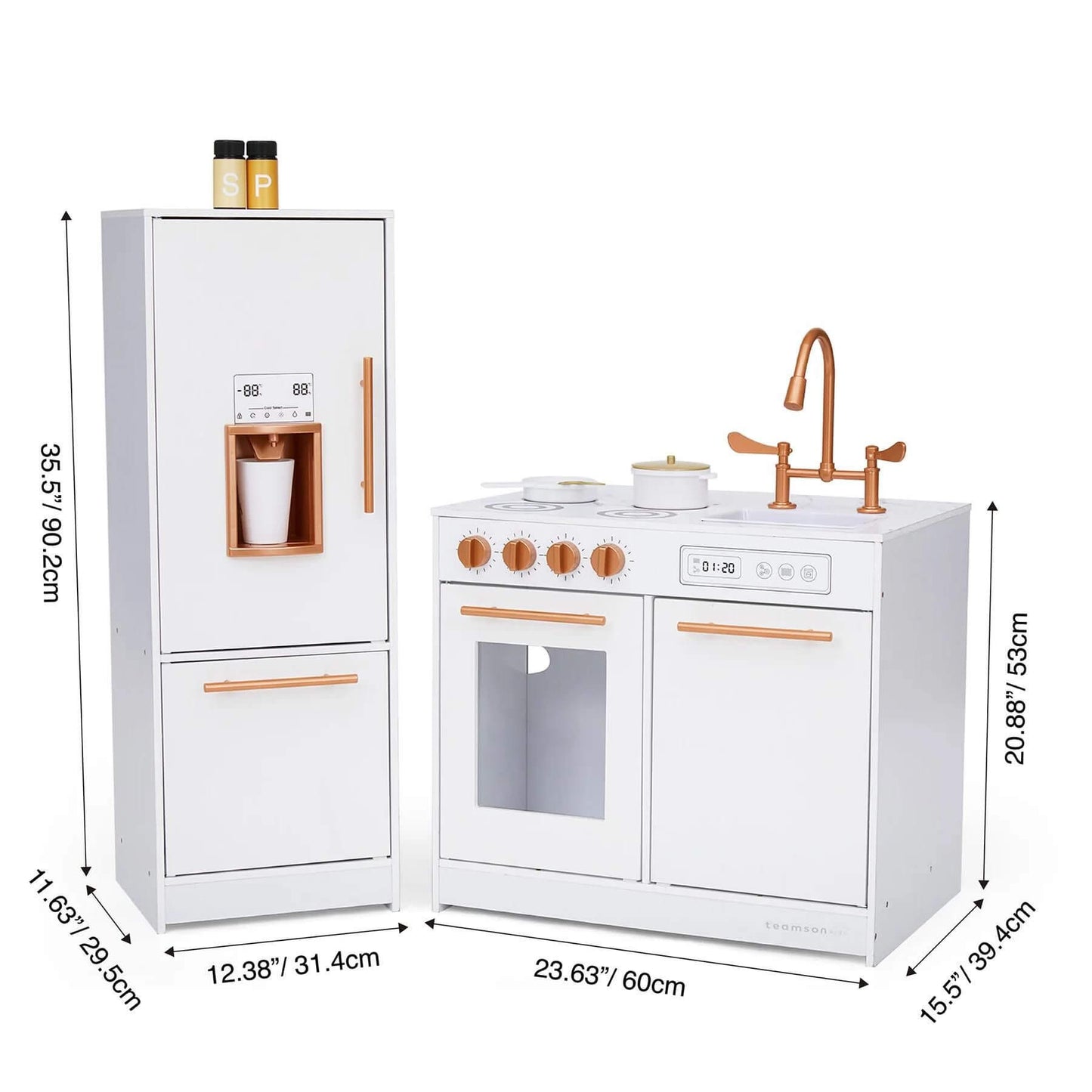Little Chef Milano Two-Piece Modular Modern Delight Play Kitchen White