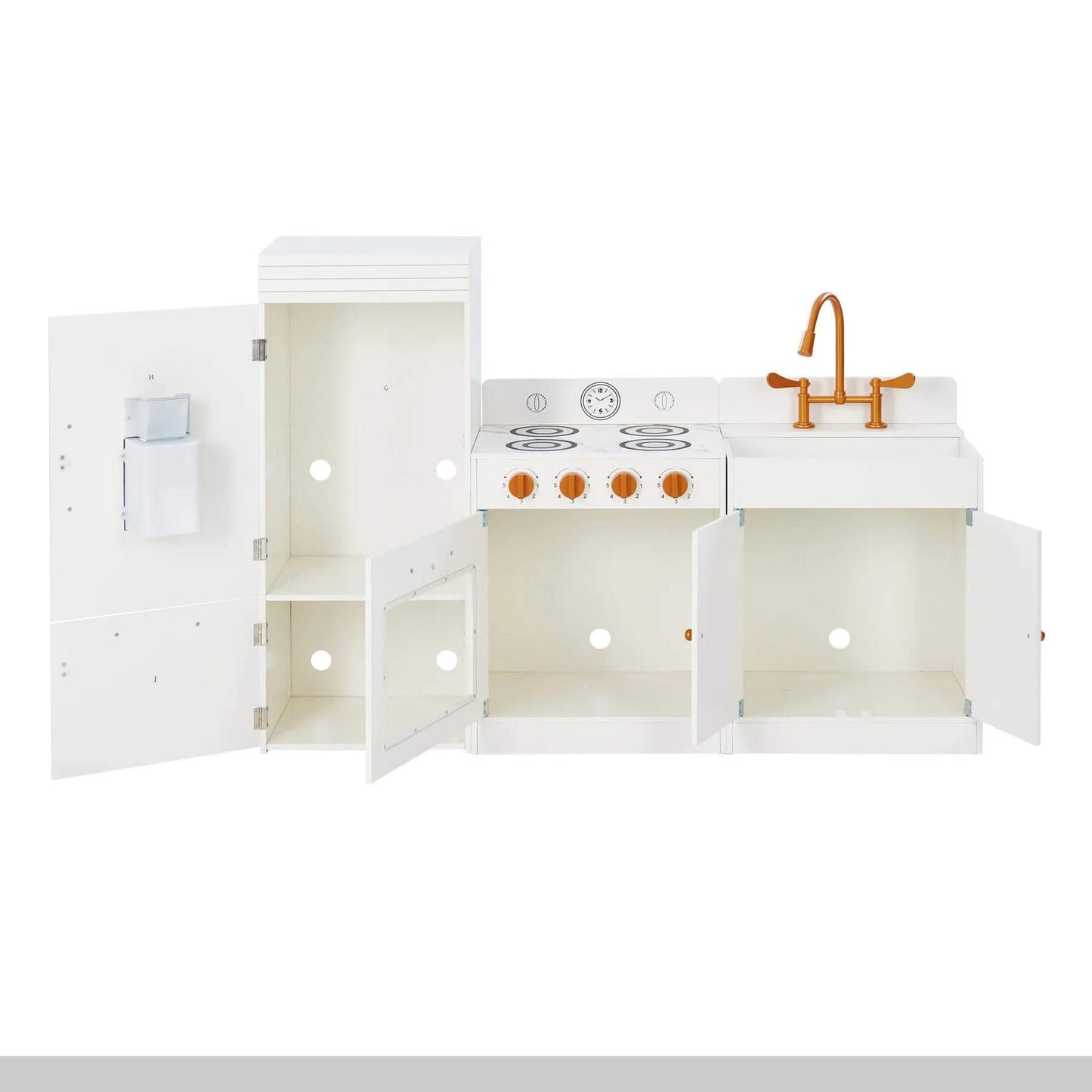 Teamson Kids Little Chef Paris Complete Kitchen Playset White/Rose Gold w/ Doors Open