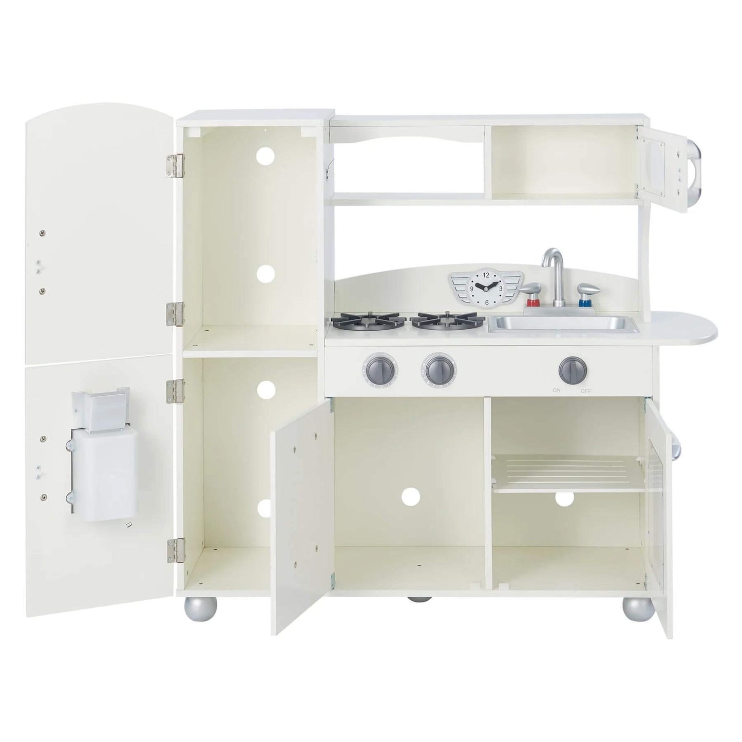 Teamson Kids Little Chef Westchester Retro Kids Kitchen Playset Ivory w/ Doors Open