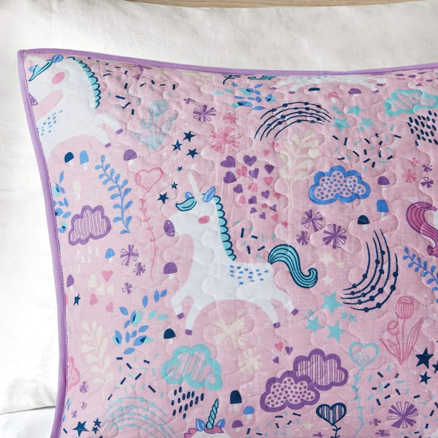 Lola Unicorn Reversible Cotton Sham Pink