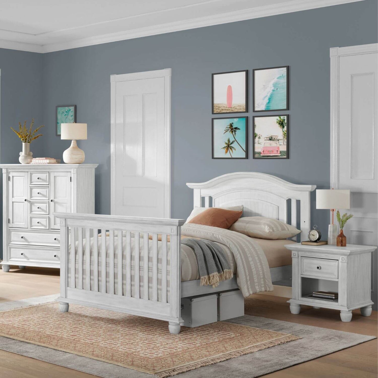 Oxford Baby London Lane 4-in-1 Convertible Crib | Vintage White