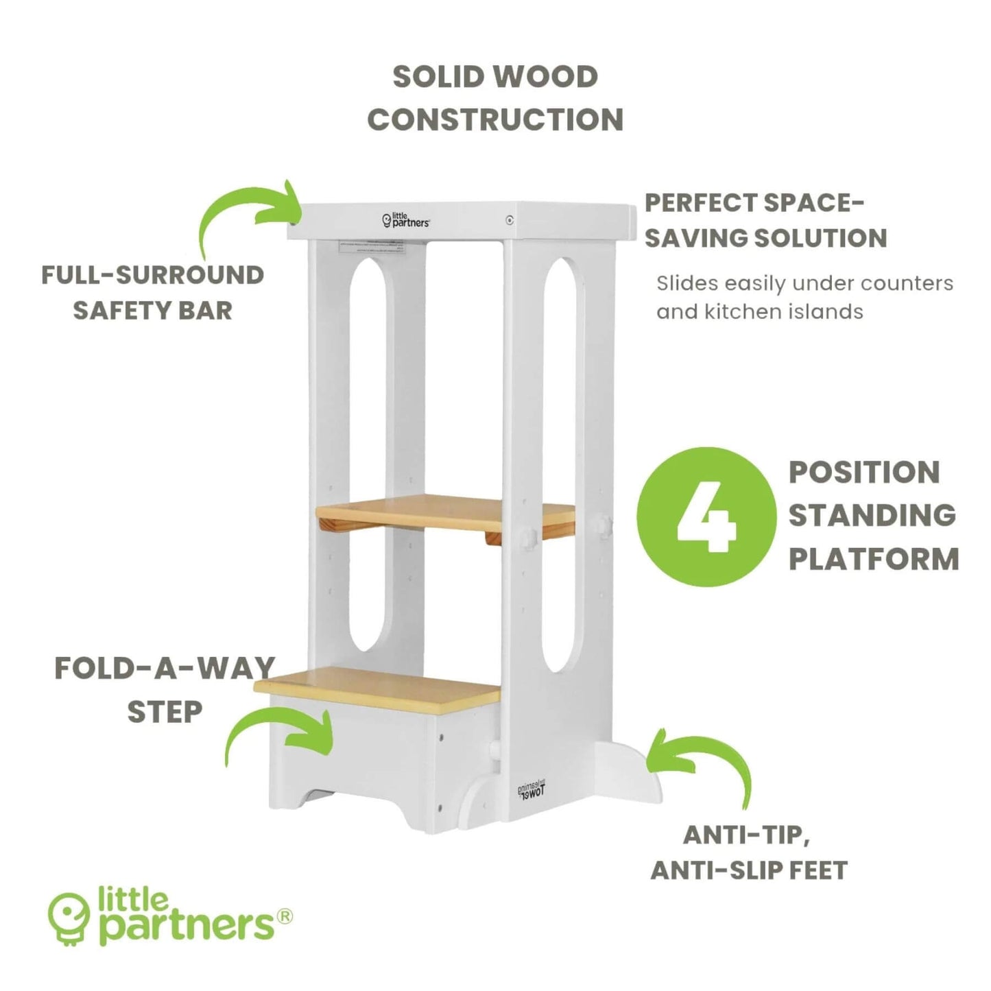 Little Partners Explore 'N Store Learning Tower White & Natural