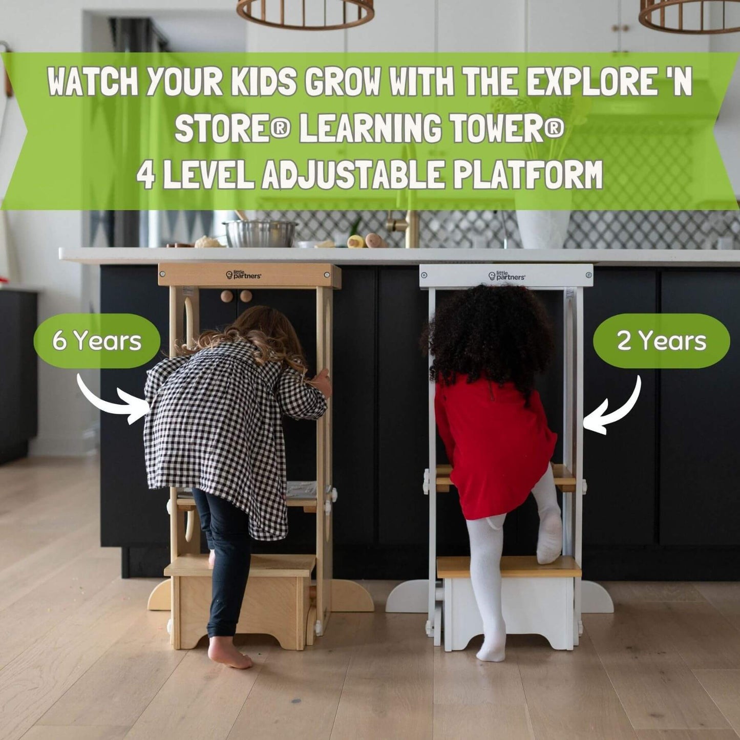 Girl Climbing on Little Partners Explore 'N Store Learning Towers