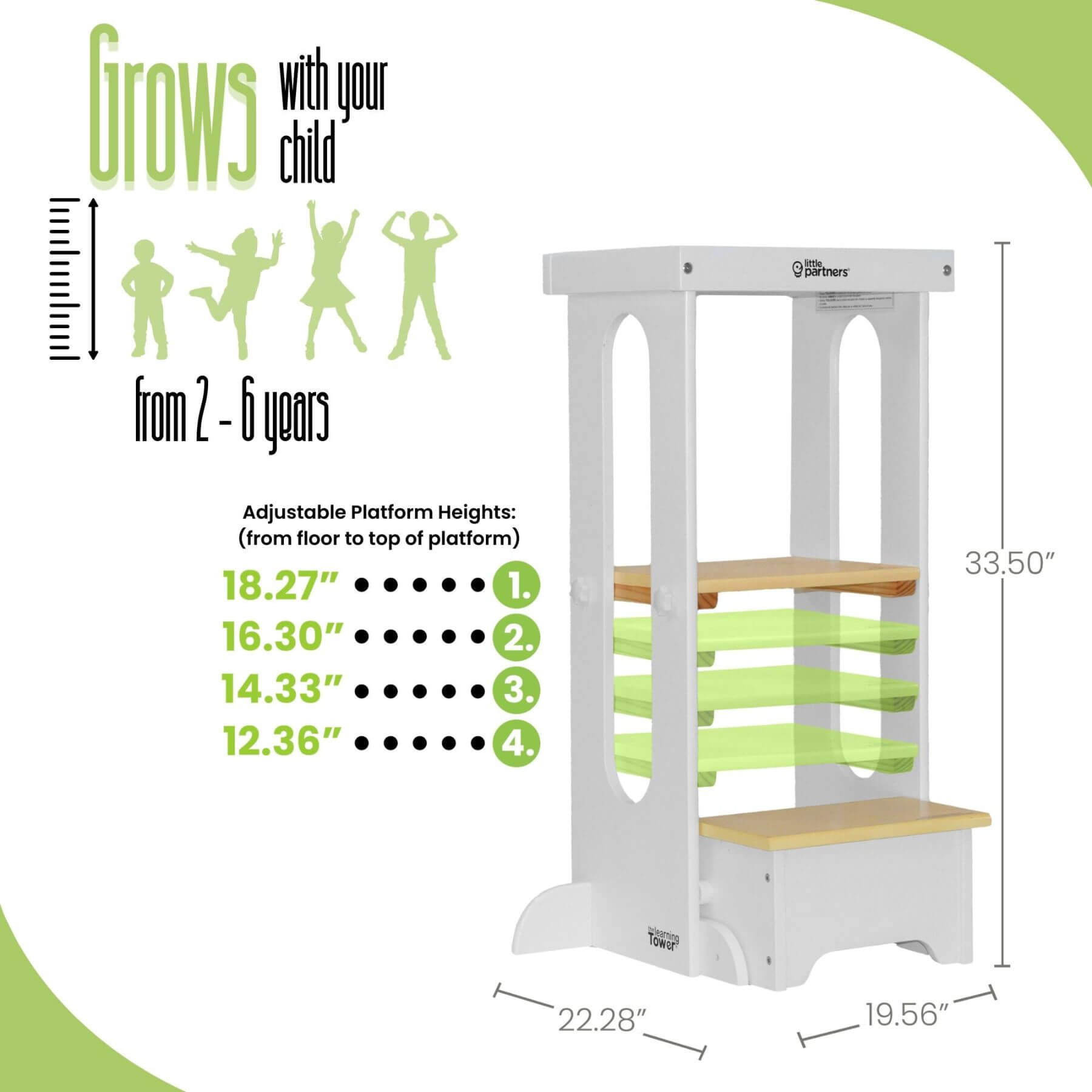 Little Partners Explore 'N Store Learning Tower White & Natural