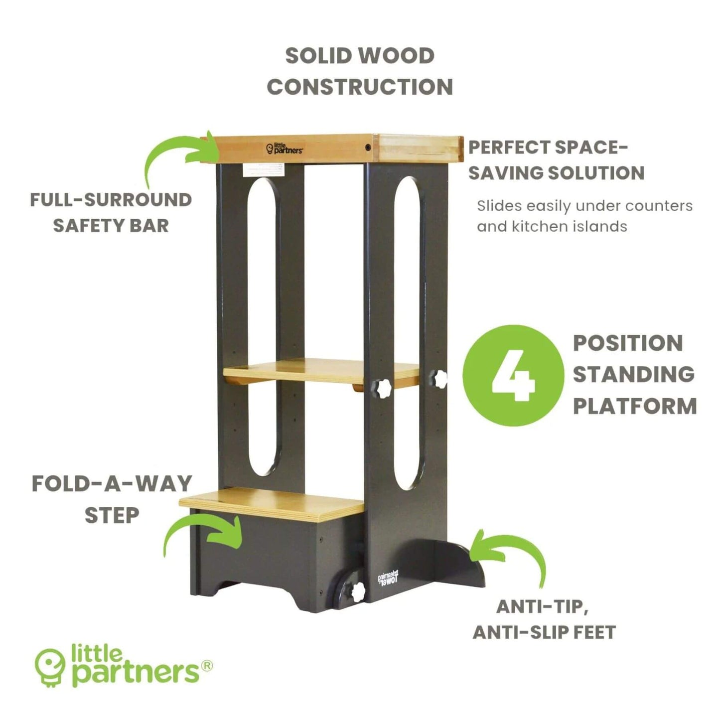 Little Partners Explore 'N Store Learning Tower Charcoal & Natural