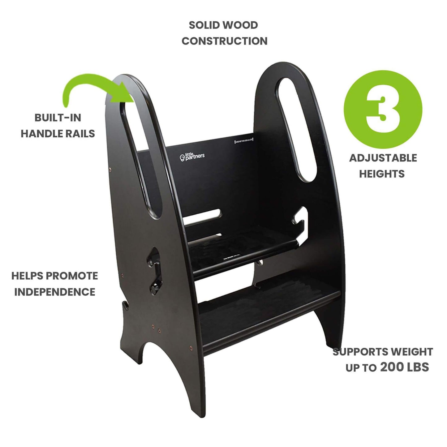 Little Partners 3-in-1 Growing Step Stool Black