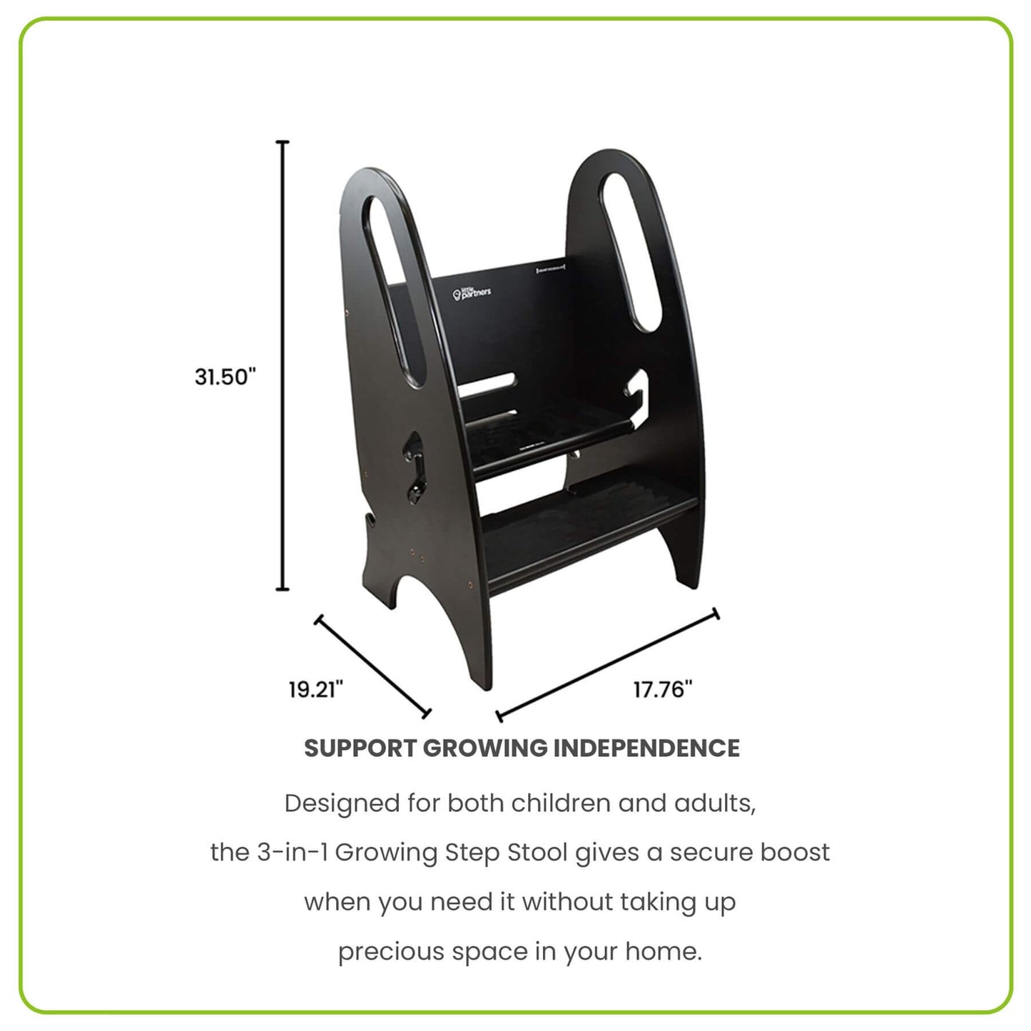 Little Partners 3-in-1 Growing Step Stool Black