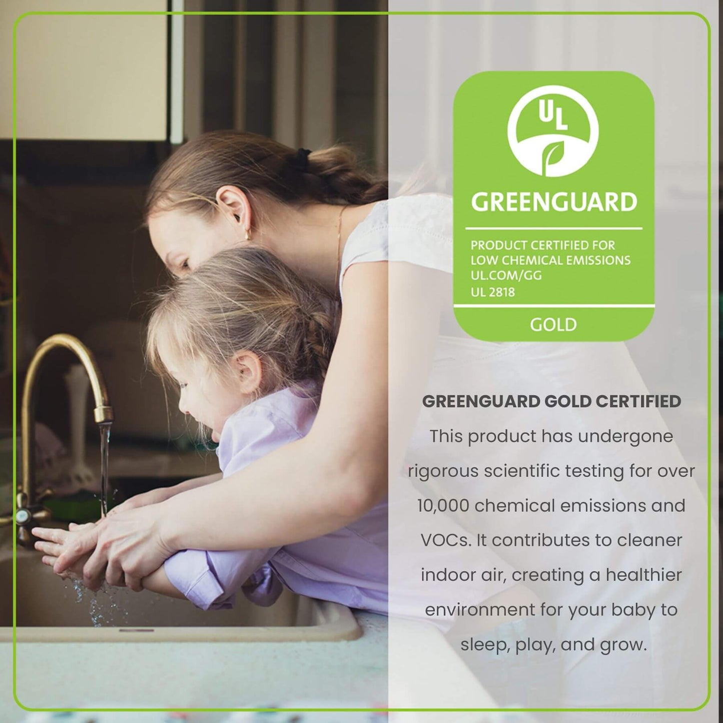 Mom Helping Girl Washing Hands in Kitchen Sink